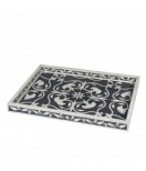 Handmade Bone Inlay Floral Decorative Serving Tray 