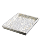 Bone Inlay Decorative Serving Tray - Gray and White