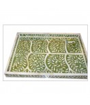 Green Bone Inlay Decorative Serving Tray 