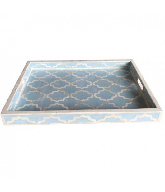 Handmade Medallion Pattern Bone Inlay Serving Tray 