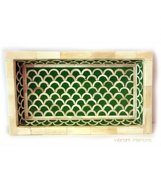 Beautiful Green Bone Inlay Serving Tray 