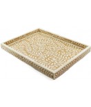 Beautiful Bone Inlay Floral Pattern Serving Tray 