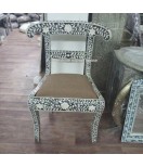 Indian Handmade Bone Inlay Floral Black Dinning table Chair 