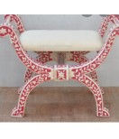 Bone inlay Red Roman Chair with Floral Pattern