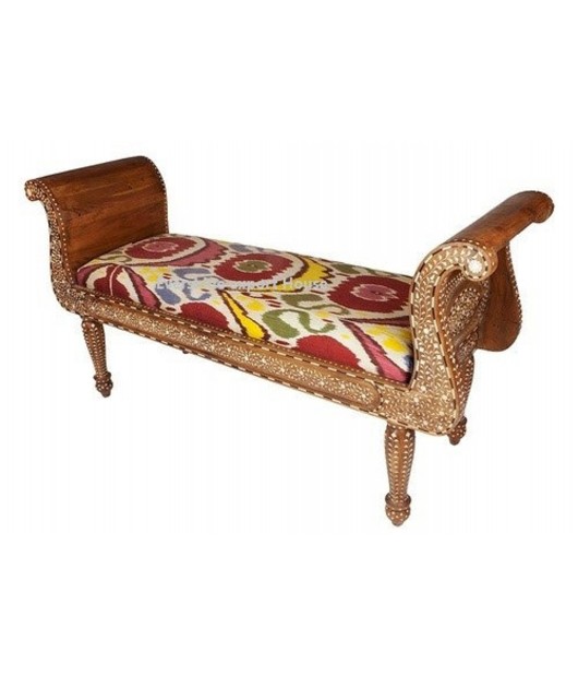 Indian Handmade Bone Inlay Beautiful Traditional Brown Sofa/ Couch / Bench/ 
