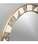 Indian Handmade Grey Bone Inlay Circle Mirror Frame
