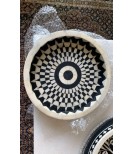 Hand Made bone Inlay Decorative Round Tray - White and Black Color