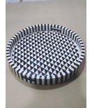 Hand Made bone Inlay Decorative Serving Round Tray - White and Blue Color