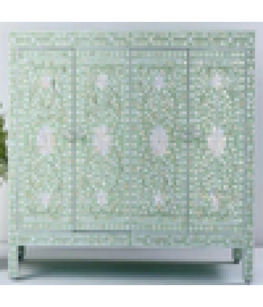 Sideboard Furniture, Mint Green Mother of Pearl Inlay Chest of Drawers, Handmade Cabinet, Buffet Table "Personalized"