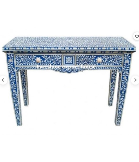 Bone inlay Table Desk, Blue bone inlay table, bone inlay Console, living room furniture "All Shades Available"