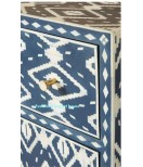 Bone Inlay Chest of 3 Drawers zigzag Design ,Navy blue color, Bone Inlay Dresser, Bone Inlay furniture
