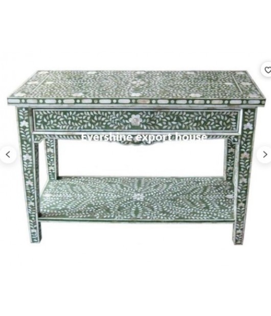 Bone inlay Table Desk, Green bone inlay table, bone inlay Console, living room furniture "All Shades Available"