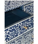 Bone Inlay Blue Floral Design, Side Storage Cabinet blue, Bone Inlay Cabinet Table, Bone Inlay Storage Unit 6 chest drawer