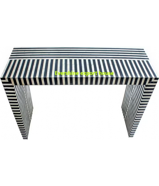Black & White Striped Bone Inlay Console Table by "Evershine Export House"