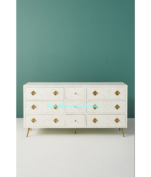 Bone inlay 9 drawer dresser/Bone inlay sideboard/Bone inlay Dresser/ Cabinets "All shades available"