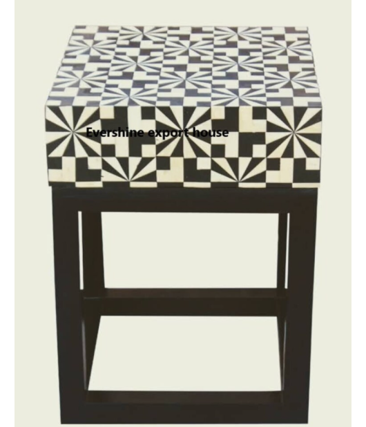 Handmade Bone Inlay Wooden Modern Geometric Eye Pattern End table / Side table Bone Inlay Furniture / Bar Decor/ Balcony Table