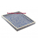 Blue floral Bone Inlay Tray/ Vanity Tray/ Bathroom tray/ Coffee Tray/ Bar Tray/ Bone Inlay Furniture