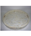 Hand made bone inlay white round tray, bone inlay tray, serving tray , wooden tray by "Evershine export house"