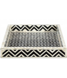 Bone Inlay Tray - Black and White Serving Tray/ Ottoman Tray/ Coffee Table Tray/ Bathroom Tray/ gift for family and friends/ Zigzag Pattern