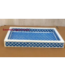 Bone Inlay Blue Tray - Geometric Serving Tray/ Ottoman Tray/ Coffee Table Tray/ Bathroom Vanity tray/ gift for family and friends