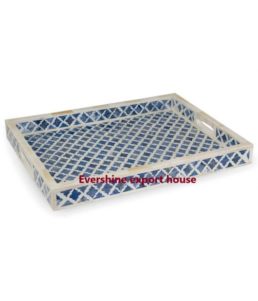 Bone Inlay Tray - Geometric Serving Tray/ Ottoman Tray/ Coffee Table Tray/ Bathroom Vanity tray/ gift for family and friends