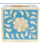 Bone Inlay Tissue Box with Floral Pattern 