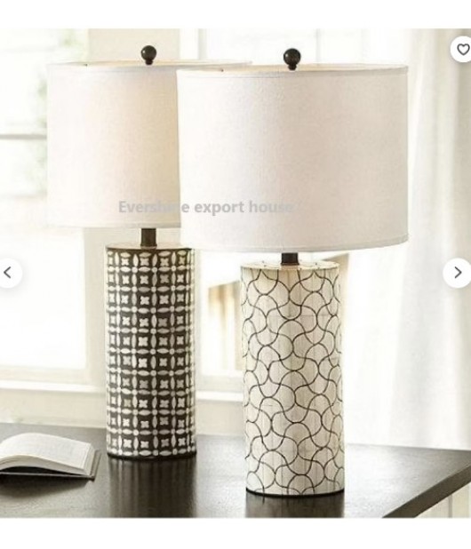 Exclusive bone inlay Cylindrical Shape Electronic Lamp, bone inlay lamp, electronic lamp by" Evershine Export House"