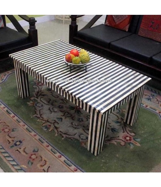 Elegant Smart Center piece of Bone Inlay Centre Table , Coffee Table Zebra Patter, Black and white striped