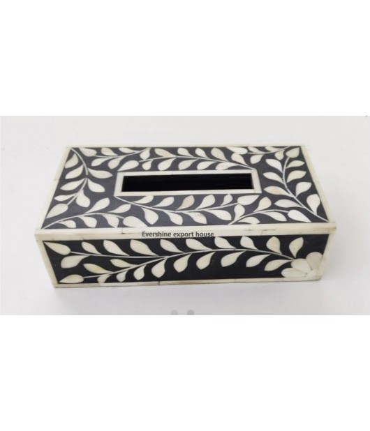 Bone Inlay Floral Design Luxury Tissue Box 