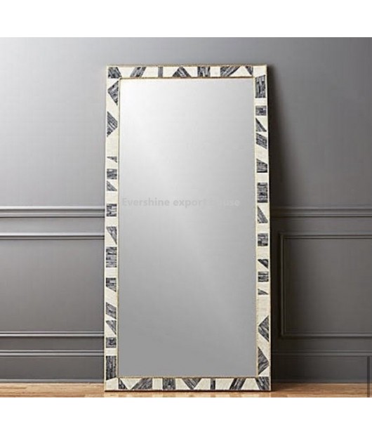 Gray Bone Inlay Designer Mirror Frame With Free Mirror, Bone Inlay Furniture , Inlay Home Décor