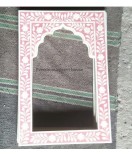 Handmade Blue , Pink floral mirror frame of Bone inlay, wall Hanging mirror, Inlay Mirror, Traditional Look Mirror, Antique Mirror