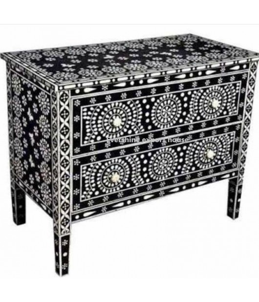 Indian Hand made Classy Black Floral End Table, Inlay Cabinet , Living room Furniture Exclusively By "Evershine export House"