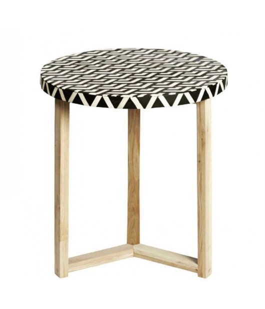 Hand made Black Color Unique Very beautiful Zigzag Bone Table Top Bedside Table