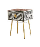 Black Color Unique Very beautiful Bone Inlay Optical Designed Bedside Table Nightstand Table