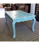 Floral blue and white wooden center table, French Leg Table
