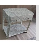Grey Floral Bone Inlay Bed Side Drawer/ Living Room Furniture