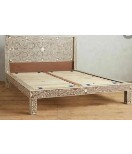 Floral pattern Brown Bed, Bedhead Beautiful Bedroom Furniture, Bone Inlay Bed for Home And Farm, Fourposter Bed King Size