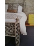 Grey Geometric Bone Inlay Bedhead , Bone Inlay furniture, Beautiful Vintage Style King And Queen Size Bedhead