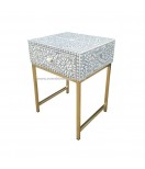 Grey Color Unique Very beautiful Bone Inlay Floral Designed Bedside Table Nightstand Table