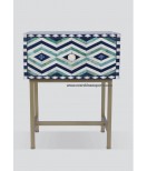 Green & Blue Color Unique Very beautiful Bone Inlay Optical Designed Bedside Table Nightstand Table 