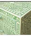 Emerald Green floral Beautiful Bone Inlay Night Stand