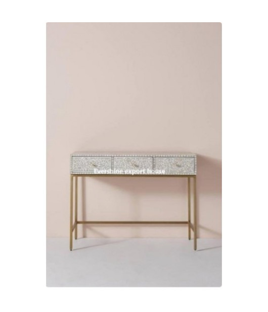 Bone Inlay Light Gray Vine Vanity Table