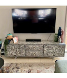 Bone inlay TV Stand, Media Console, Wooden Entertainment Center "Customized "