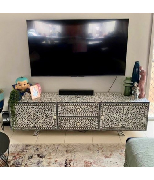 Bone inlay TV Stand, Media Console, Wooden Entertainment Center "Customized "